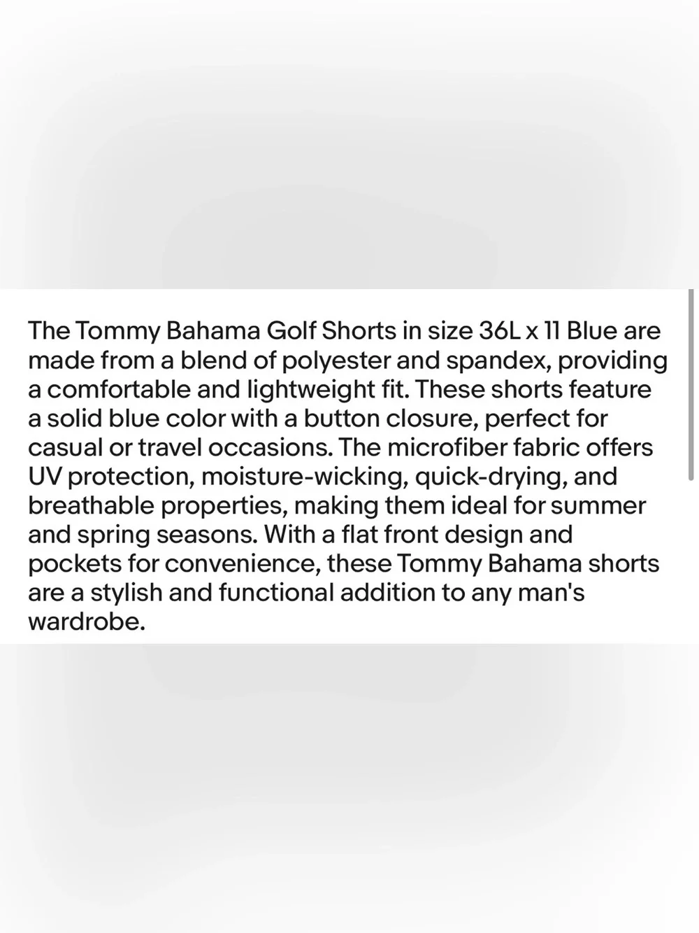 Tommy Bahama Golf Shorts On Par 36L x 11 Polyester Spandex NWT MSRP $118